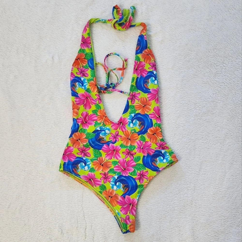 New!Frankie's Bikinis Paulina One‎ Piece in Neon Surfer